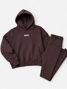 Wilo The Label Wellness Club Hoodie Legging Set Brown S NWT